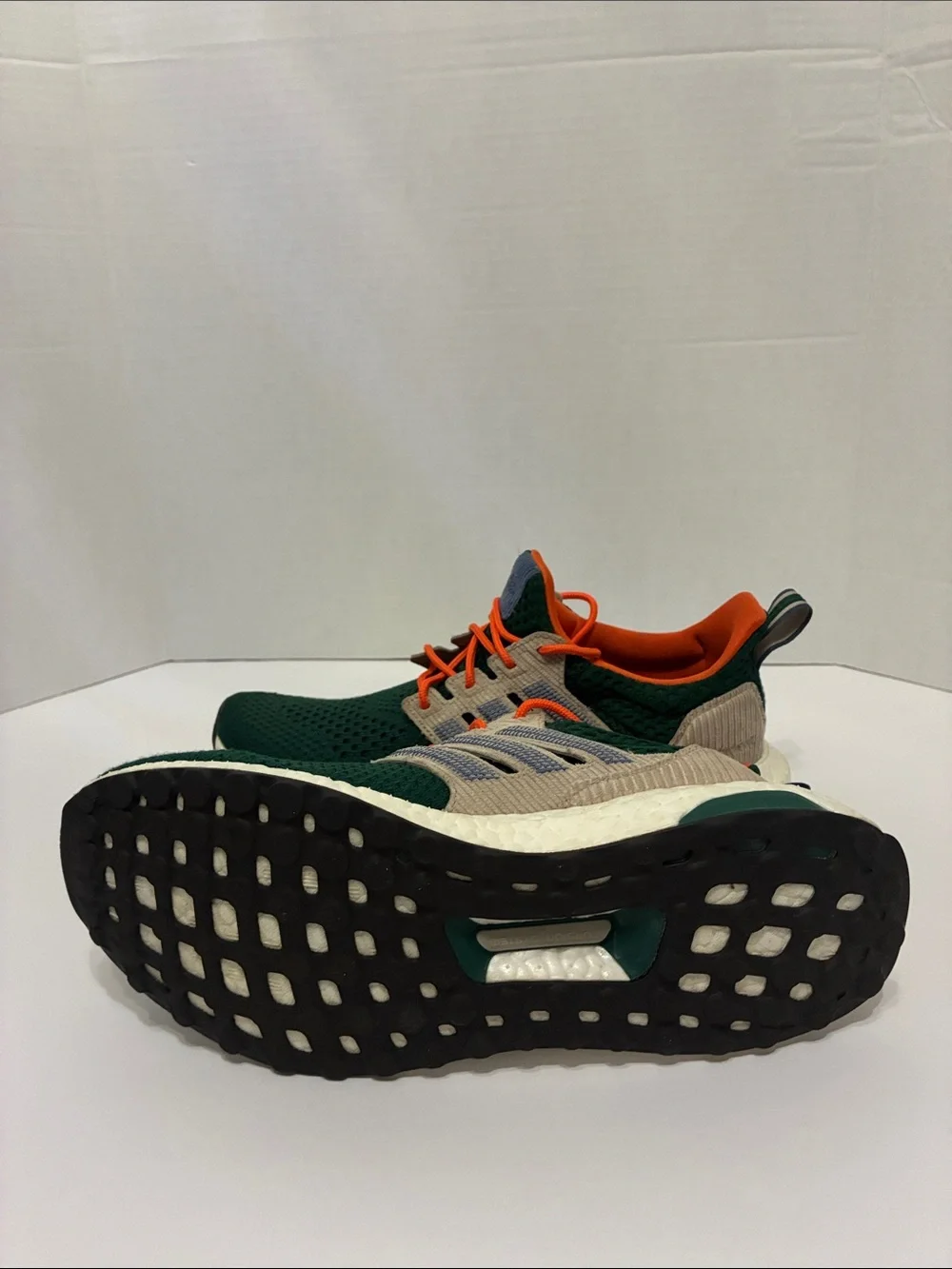 adidas Men's Green Knit Runners with Orange Laces